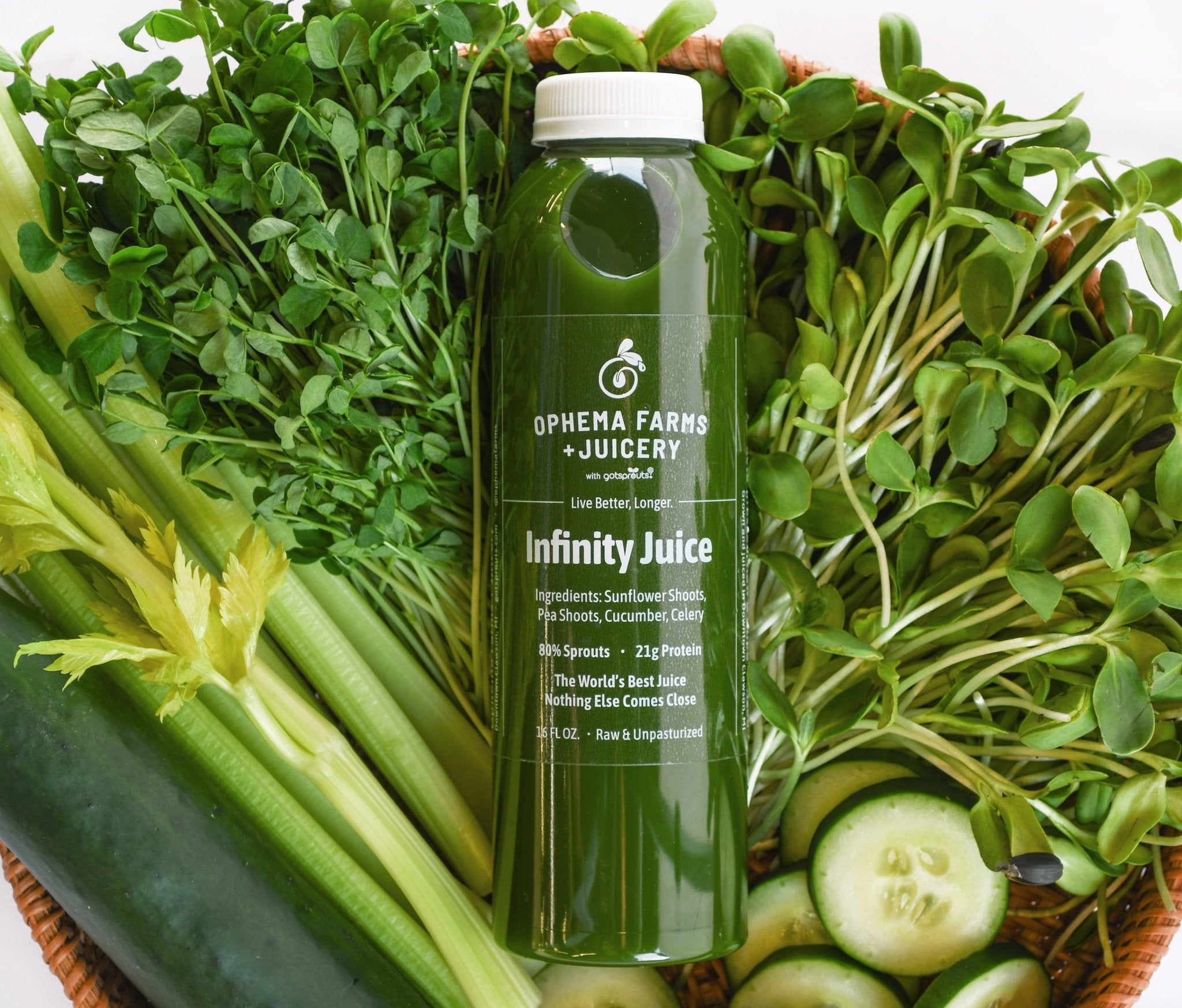 6 Green Juices + 6 Wheatgrass Shots - 28 Day Reset Offer - Ophema Farms + Juicery